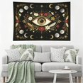 thumbnail image 4 of Boho Evil Eye Moon Phase Floral Feather Tapestry, Black Vintage Celestial Star Botanical Wall Hanging, Witchy Mystic Aesthetic Bedroom Dorm Wall Decor Tapestries, 60"×90", 4 of 6