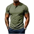 thumbnail image 2 of Ceisia Solid Henley Half Button Crew Neck Quick Dry Breathable Athletic Short Sleeve Tees For Daily Sports Army Green L Gift, 2 of 9