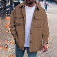 thumbnail image 1 of Men Winter Long Sleeve Jacket Cardigan Casual Baggy Coat Top Shirts Overcoat, 1 of 8