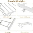 thumbnail image 4 of Senfot Stand Up Trundle Day Bed, Pop-Up Trundle, Twin Trundle Bed Frame Only, Metal Slats Support with Lockable Casters, White, 4 of 6