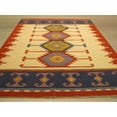 thumbnail image 3 of Handmade Wool Ivory Transitional Geometric Keysari Kilim Rug, 3 of 3