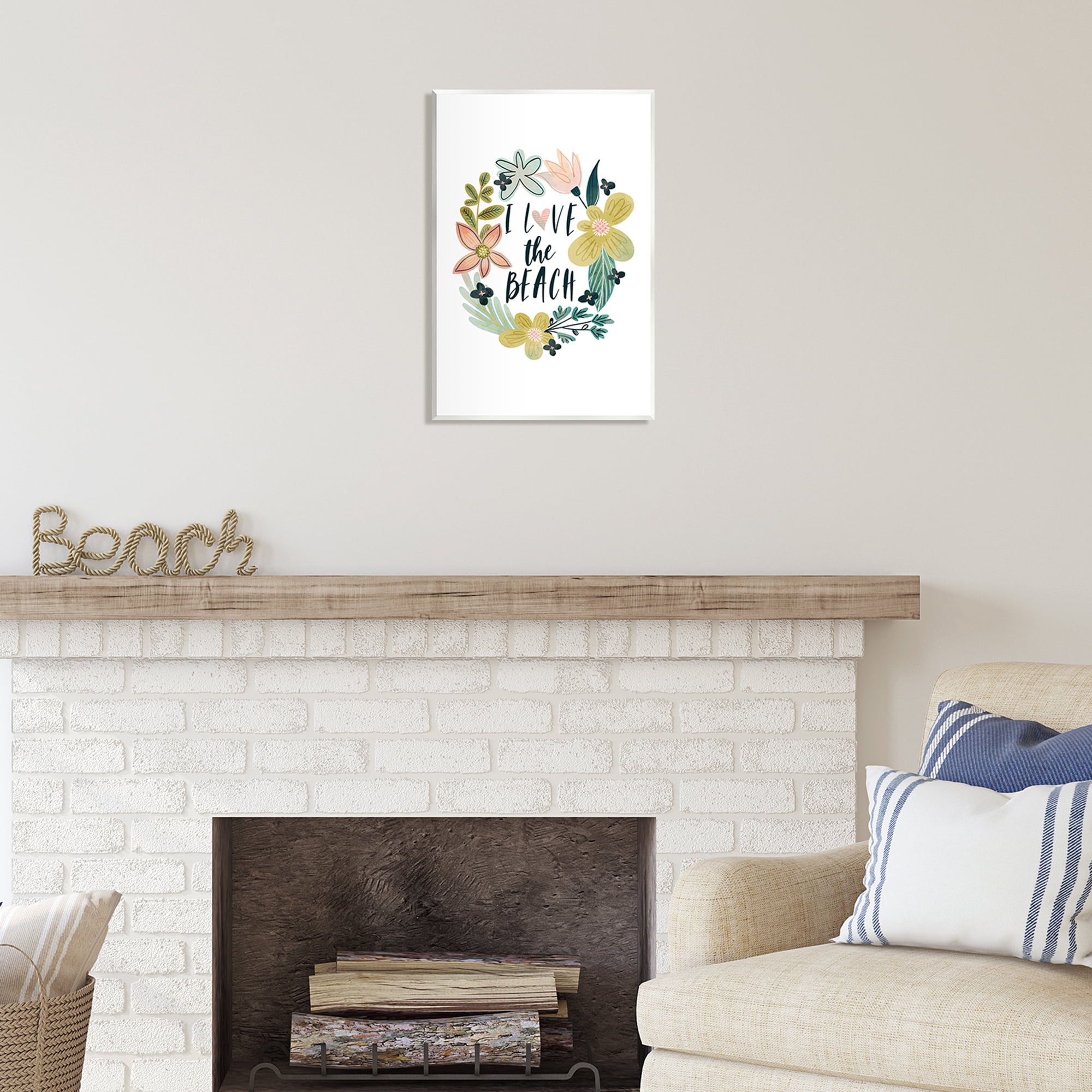 Stupell Industries Love the Beach Wreath Botanical & Floral Painting Unframed Art Print Wall Art, 13 x 19