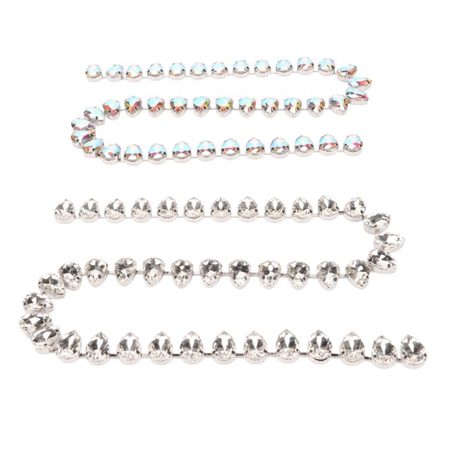 2Pcs Rhinestone Trim Anti Fade Antioxidant Cuttable Rhinestone Strip Chain for Clothes Bag Shoes