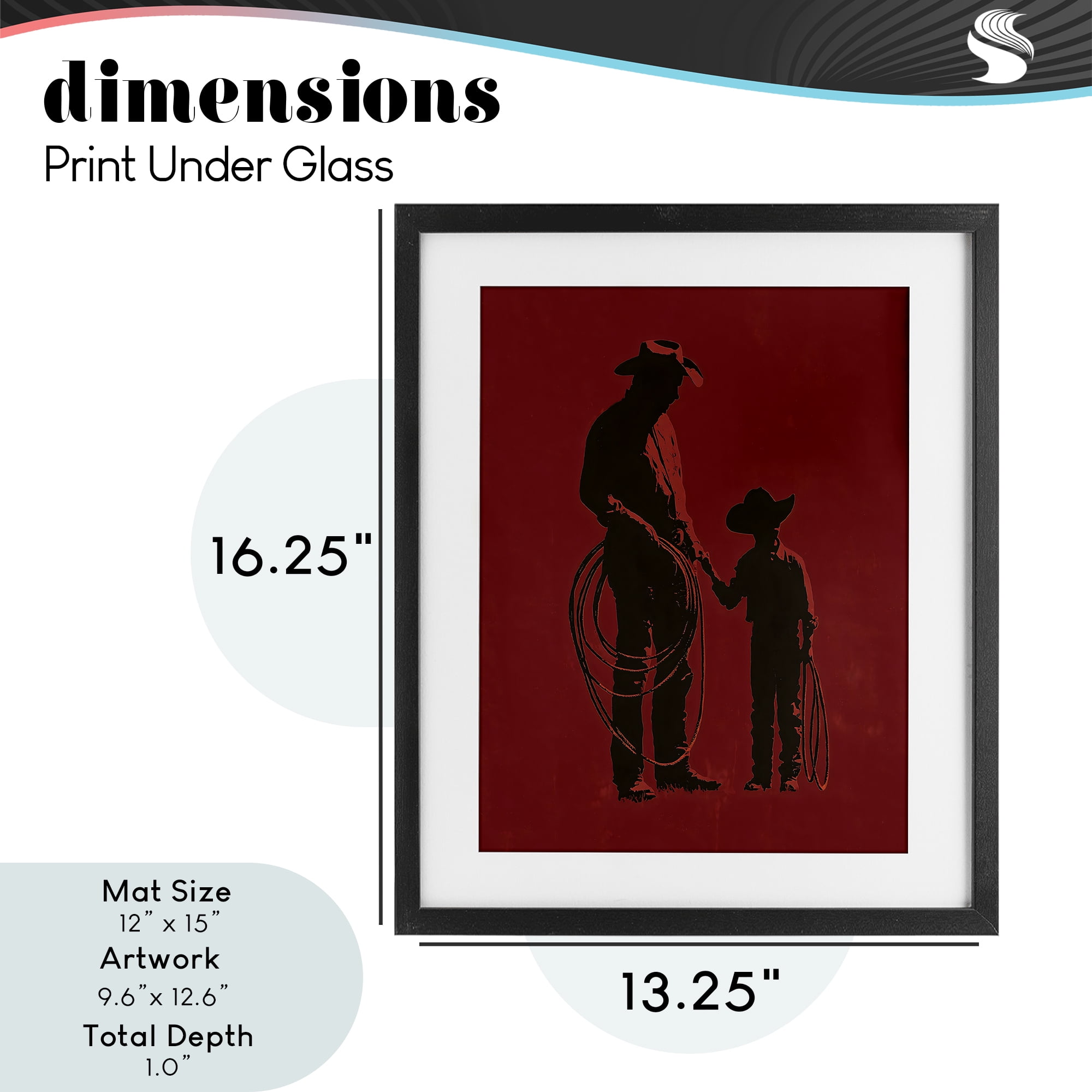 Burgundy Cowboy Father & Son Black Framed Print Under Glass, design by Arlington Prints