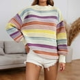 thumbnail image 3 of Women Contrast Striped Pullover Sweater 2025 Fall Outfits Oversized Knit Jumper Tops Long Sleeve Crew Neck Lightweight Knit Trendy (Yellow,Medium), 3 of 7