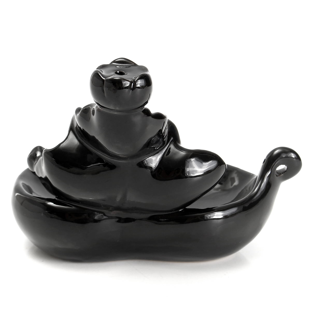 Black Waterfall Porcelain Backflow Ceramic Cone Incense Burner Holder & 10 Cones