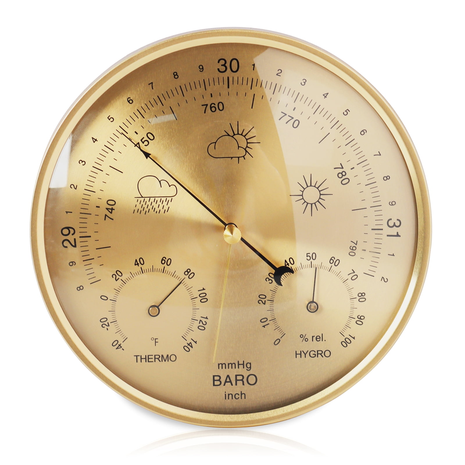 3-in-1 All-Season Wall Hanging Thermometer, Barometer, Hygrometer | Accurate Weather Station for Home and Office | Fahrenheit Edition in/Outdoor