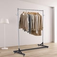 thumbnail image 1 of EDTara Heavy Duty Steel Garment Rack, z-Shape Single Rail With 300lb Capacity, Lockable Wheels, 2 Pvc Powder Covers, Hooks for Retail & Entryway, 1 of 7