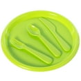 thumbnail image 4 of 48 Sets of Reusable Cutlery Plastic Plates, Spoons, Forks and Knives for Baby and Toddlers, Green, 4 of 4