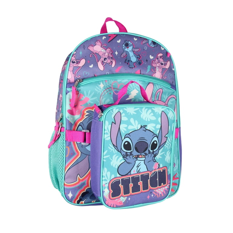 Disney Lilo and Stitch Angel 5 Pc Set Backpack Lunch Box Key Chain