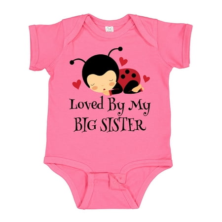

Inktastic Little Sister Ladybug Girls Baby Bodysuit