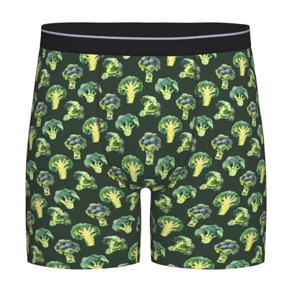 Rateoe Broccoli 3 Print Men’s Underwear Boxer Briefs Soft Comfortable Underwear Boxer Briefs, Long Leg Briefs,Anti-chafing Boxer Briefs
