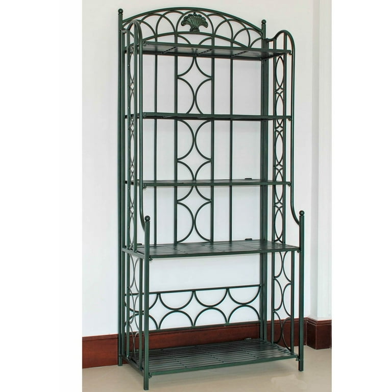 Narrow wrought iron bakers rack with 5 shelves hotsell