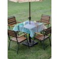 thumbnail image 5 of Purple Teal Golden Marble Outdoor Tablecloth with Umbrella Hole, Abstract Modern Geometric Spillproof Waterproof Outdoor Table Cover, Patio Tablecloths for Party/Garden/Picnic, Square 60"x60", 5 of 9