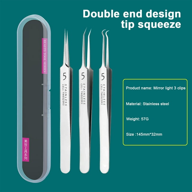 Jiaeri Trousse d'Outils Professionnelle pour Enlever les Points Noirs, Ensemble d'Extracteur de Comédons en Acier Inoxydable avec Pinces Droites et Courbées pour Soins de la Peau du Visage et Élimination des Imperfections