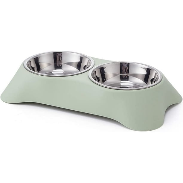 Double Dog Bowl,Non Slip Stainless Steel Double Bowl with Nonspill For