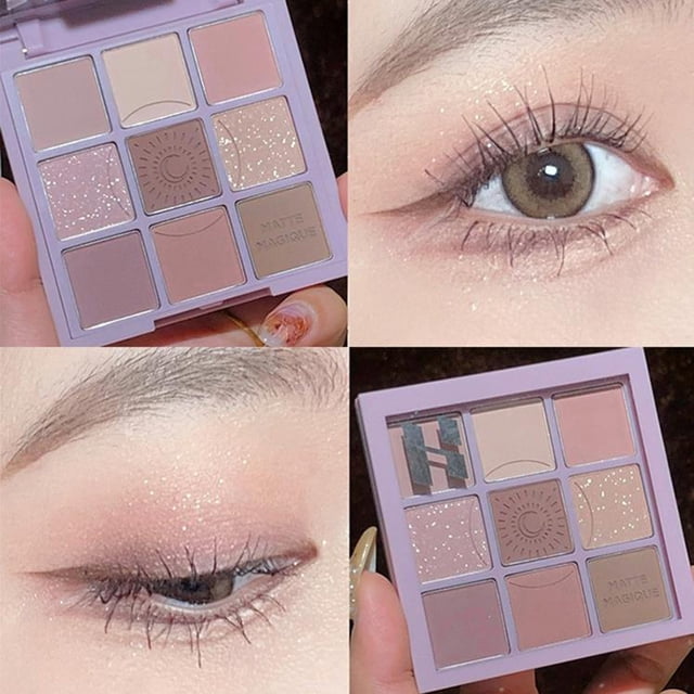 SIfdSeng 9 Colors Eye Shadow Mattes Pearlescent Earth Color Eye Shadow Disc Waterproof Sweatproof Long Lasting Eye Shadow Eye Makeup Silver Eyeshadow Powder