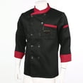 thumbnail image 7 of Doomiva Chef's Unisex Work Uniform Long Sleeves Restaurant Kitchen Cooking Chef Jacket Coat 03#Black 3XL, 7 of 7