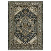 Oriental Weavers Aberdeen Area Rug - 1144Q - 3'3" x 5' - in Blue/ Taupe - Vintage Inspired, Stain Resistant, Family and Pet Friendly , Entrway, Bedroom Rug