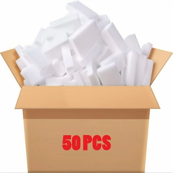 50 Pcs Sponge Eraser Bulk Pack Melamine Cleaning Foam 3/4" Thick Kitchen Bath