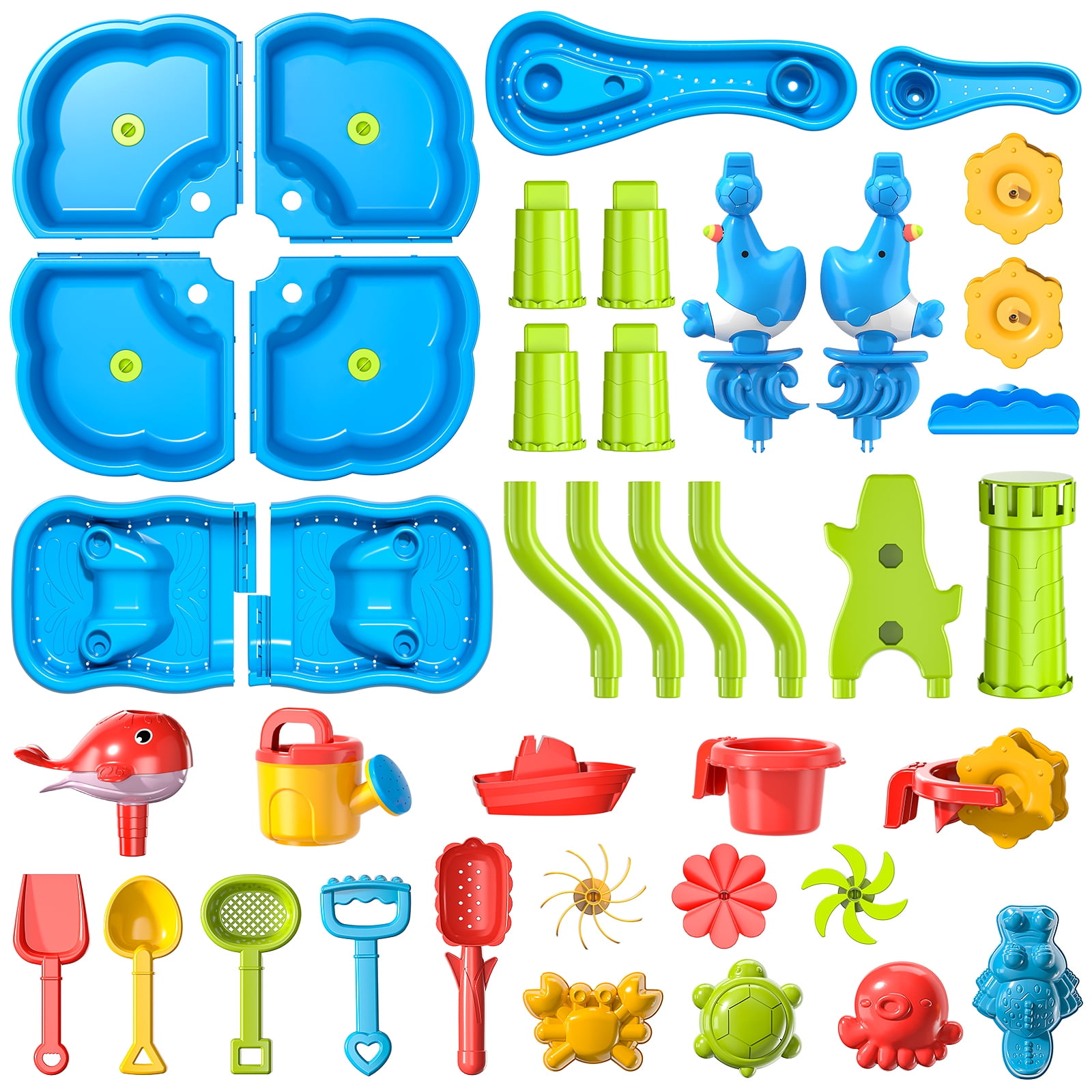 Smart Chef Kids Sand Water Table for Toddlers 3-5, 4-Tier 4-in-1  Plastic Multicolor Activity Tables Summer Outdoor Toys