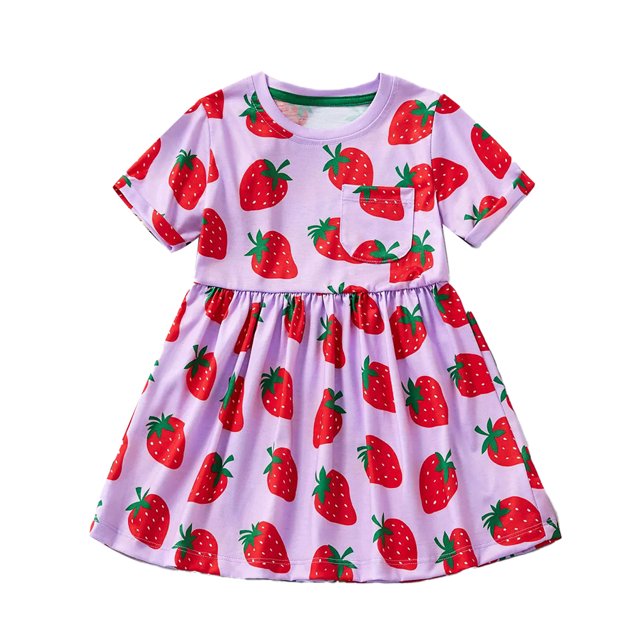 AJZIOJIRO Robe Décontractée en Coton pour Filles 2-7T, Robe d'Été à Manches Courtes pour Bébé, Jupe Tutu de Fête pour Enfants