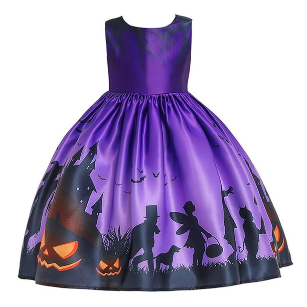 Vestido de niñas disfraz de para vestidos para niñas niñas calabaza encaje impreso Cosplay princesa vestido violeta Yotijar vestidos de niñas