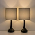 thumbnail image 2 of Set of 2 Modern Bedroom Nightstand Lamp with Black Base and Gray Fabric Shade by Oumilen, 2 of 6
