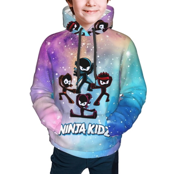 Ninja Kidz Hoodies Pullover For Boys Girls 3d Printed Hooded Sweatshirt Long Sleeves Small