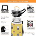 thumbnail image 4 of 1000ML Transparent Sports Water Bottle with Handle & Straw Portable Water Bottle for Outdoor Camping Gym Panda Cartoon with Heart Pattern, 4 of 7