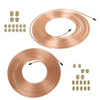 munirater 25 Ft. of 1/4 & 3/16 Copper Coated Brake Line Tubing Kit 16 & 16 Fittings