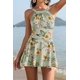 thumbnail image 2 of Vestido de baño de una Pieza Elegante para Mujer con Cuello Alto y Falda de baño con Pliegues Verde claro - Flores 2XL Verde claro - Flores 2XL Xishao ropa, 2 of 2
