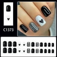 thumbnail image 2 of Pack Of 24 Black Heart Glitters Easy To Apply Reusable False Nails For Women Girl Party Decoration, 2 of 8