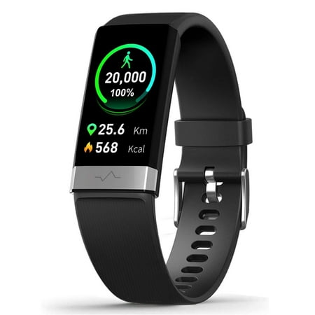 fitness bracelet and health tracker by indigi - oled display - bluetooth sync - heart rate sensor + blood pressure & ped