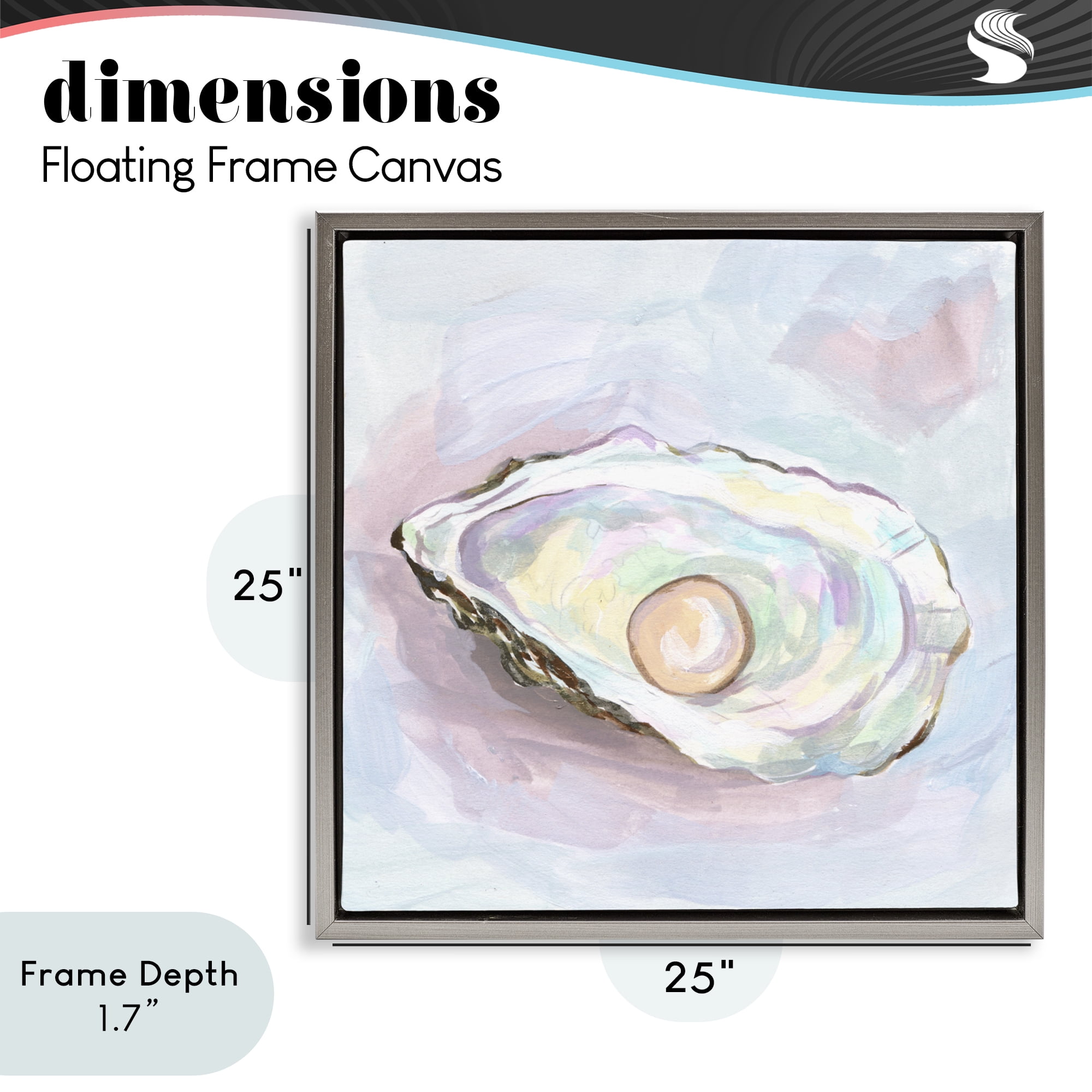 Stupell Industries Silent Opal Oyster Gray Framed Floater Canvas Wall Art, design by Melissa Wang