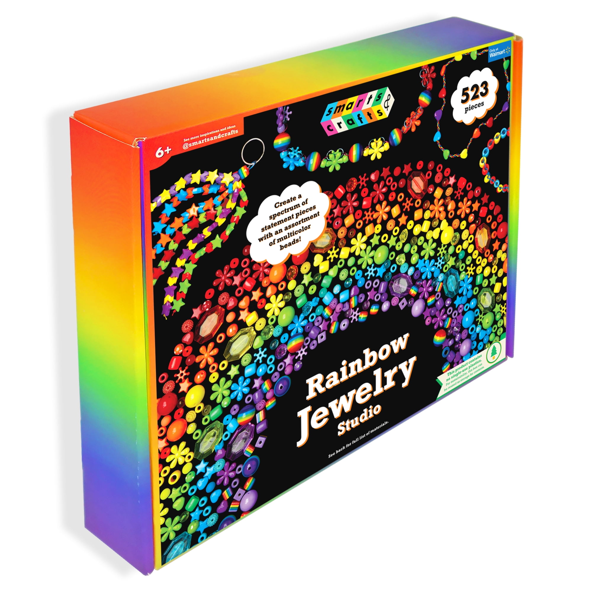 Smarts & Crafts Rainbow Jewelry Studio, 500+ Pieces, Multi-Color,  Children Ages 6+
