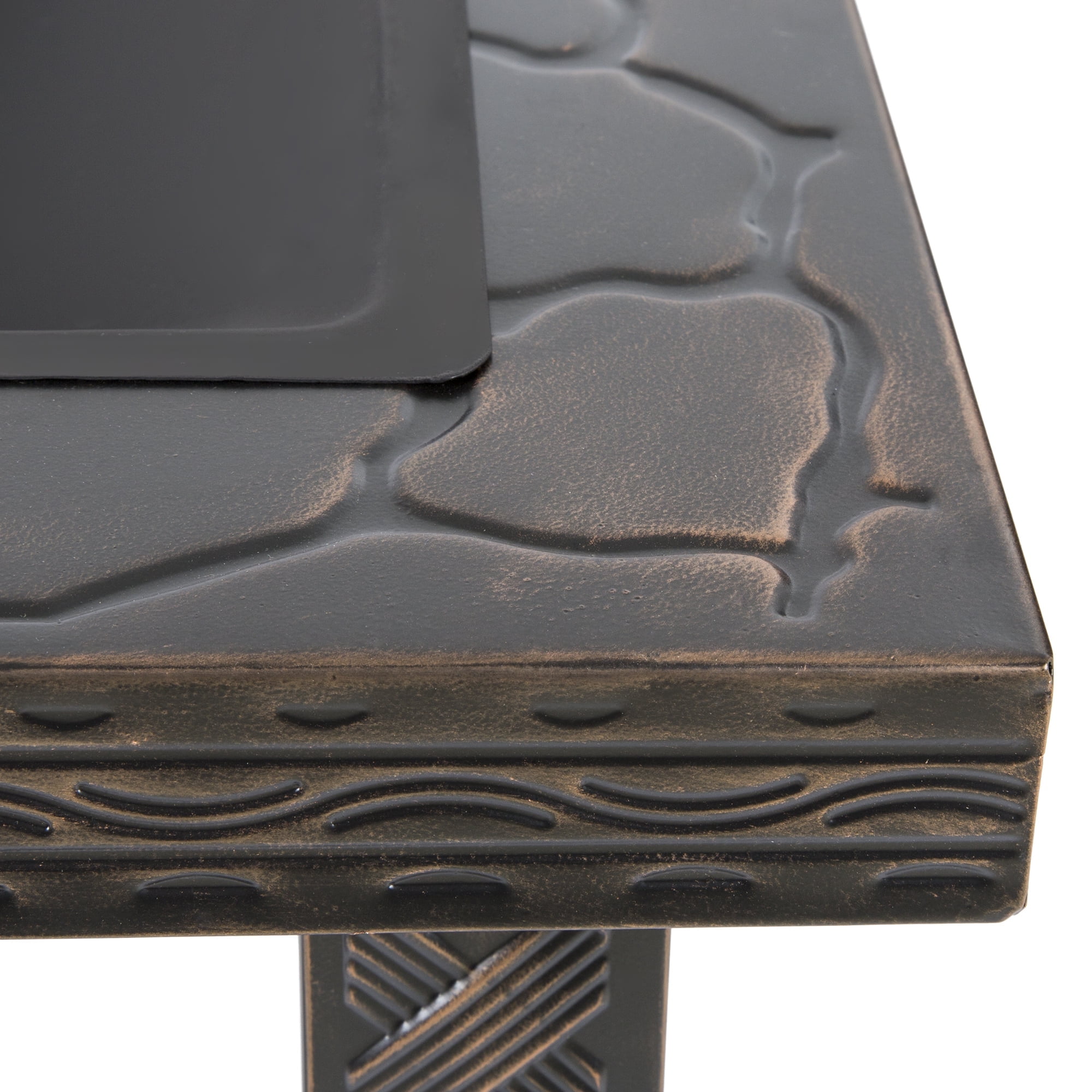 Pure Garden 26-Inch Outdoor Fire Pit with Screen, Cover, and Poker (Bronze)