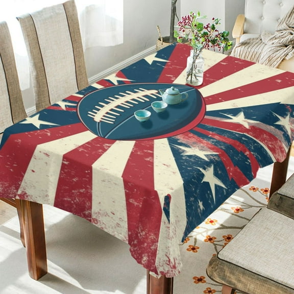 BZSMCE Square Tablecloth Old Glory Football Pattern Tableclothes