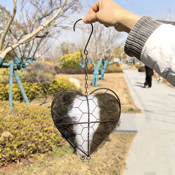 Heart-shaped Winter Birdhouse, Outdoor Nesting Platform, Rustic Aesthetic Design, Attract Wild Birds, Hummingbirds, Garden Art, Bird Lovers Gift, Handmade Hanging Ornament, Durable Wooden