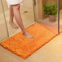 Orange Bathroom Rugs – Thick Chenille Bath Mats Absorbent and Washable Bath Rug Non-Slip, Plush and Soft Rugs for Bathroom, Kitchen, Shower, Sink - 15.75" x 23.62"