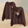 thumbnail image 2 of BiZtdJrK Sweatshirts Jackets for Women Full Zip Long Sleeve Hoodies Christmas Funny Graphic Printed Hooded Jackets Going Out Tops with Pockets Prime Day Sales Brown L, 2 of 4