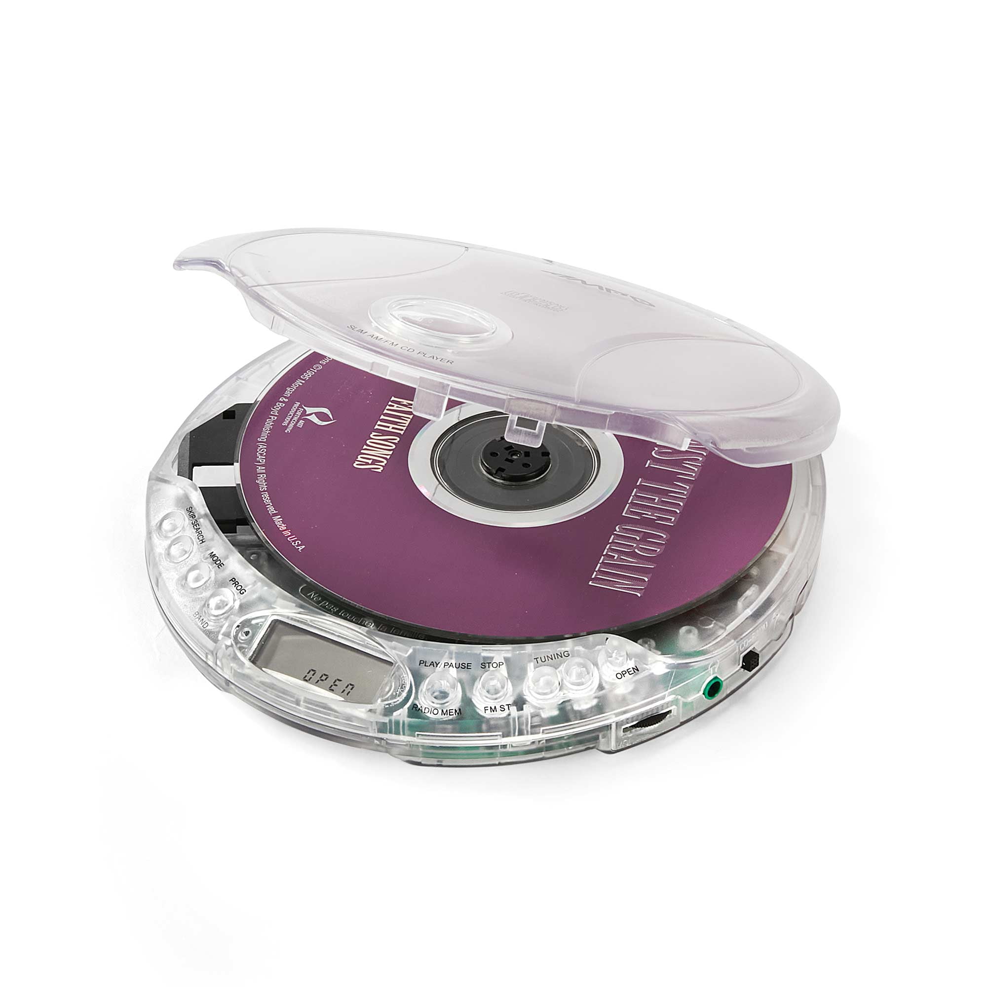 Amp'd Clear Portable Walkman CD Player+ earbuds AM FM Radio With 20 Track Memory