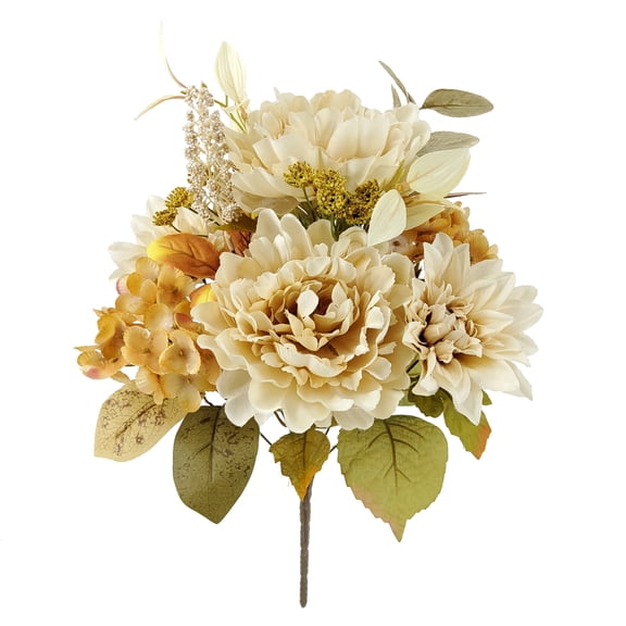 Mainstays 18.5’’H Indoor Artificial Peony Dahlia Mixed Bouquet, Cream Color.