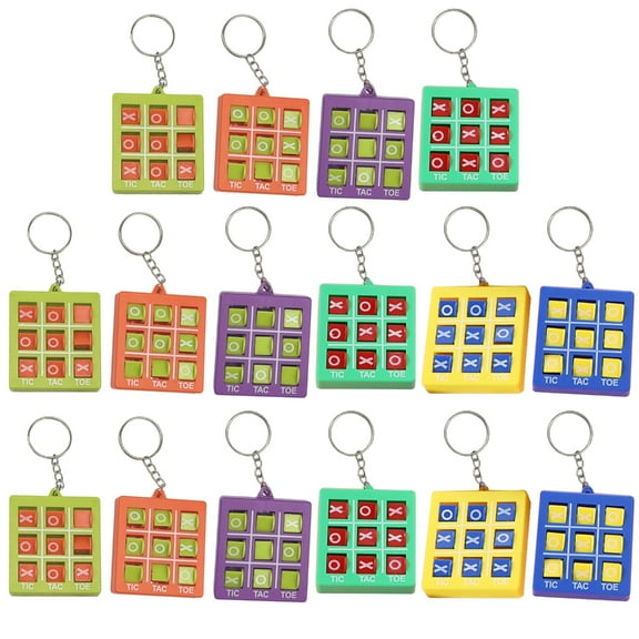 Aellinatey Pack of 16 Tic Tacs Toe Keychain Set Kids Party Favors Plastic Keyring Pendant