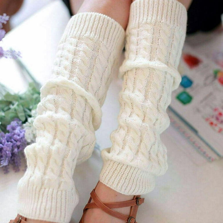 Women High Knee Leg Warmers Knit Crochet Leggings Boot Socks Slouch Winter  Warm#
