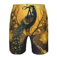 thumbnail image 3 of Susaid Elegant Gold Leaf Peacock Print Men's Swim Trunks Hawaiian Bathing Mesh Lining Suit Swimsuits Beach Shorts with Pockets-X-Large, 3 of 6