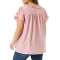 thumbnail image 3 of Agnes Orinda Women's Plus Size Easter Top Ruffle Trim V Neck Short Sleeve Casual Summer Cute Babydoll Blouses 1X Pink, 3 of 6