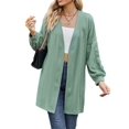 thumbnail image 3 of Women'S Crochet Open Cardigan Long Sleeve Cover Up Summer Dark Green S, 3 of 9