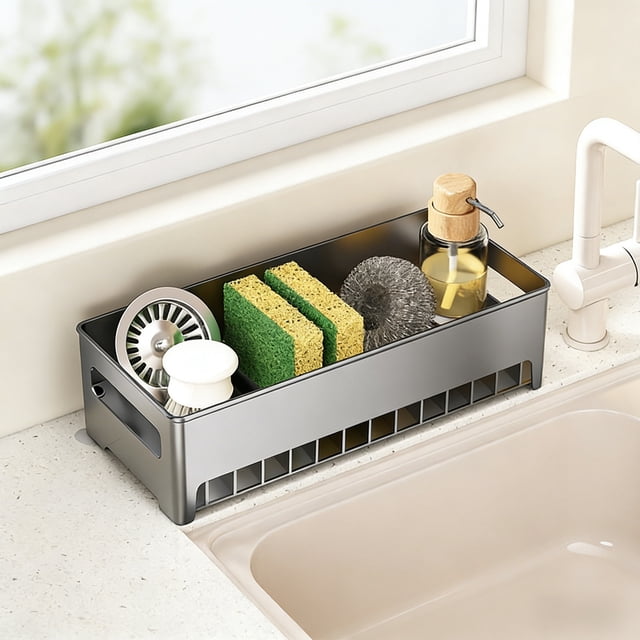 Kitchen Sink Sponge Holder,Dishcloth Storage Rack,Soap Dispenser Holder,Multifunction Kitchen Organizer,Countertop Sponge Storage,Sink Rack Organizer,Draining Basket,Kitchen Storage Rack