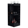 thumbnail image 3 of FM FURNITURE Lamer Corner Bar Cabinet with Wine Rack Engineered Wood Black, 3 of 5